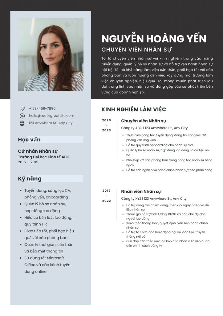 CV cho chuyên viên HR