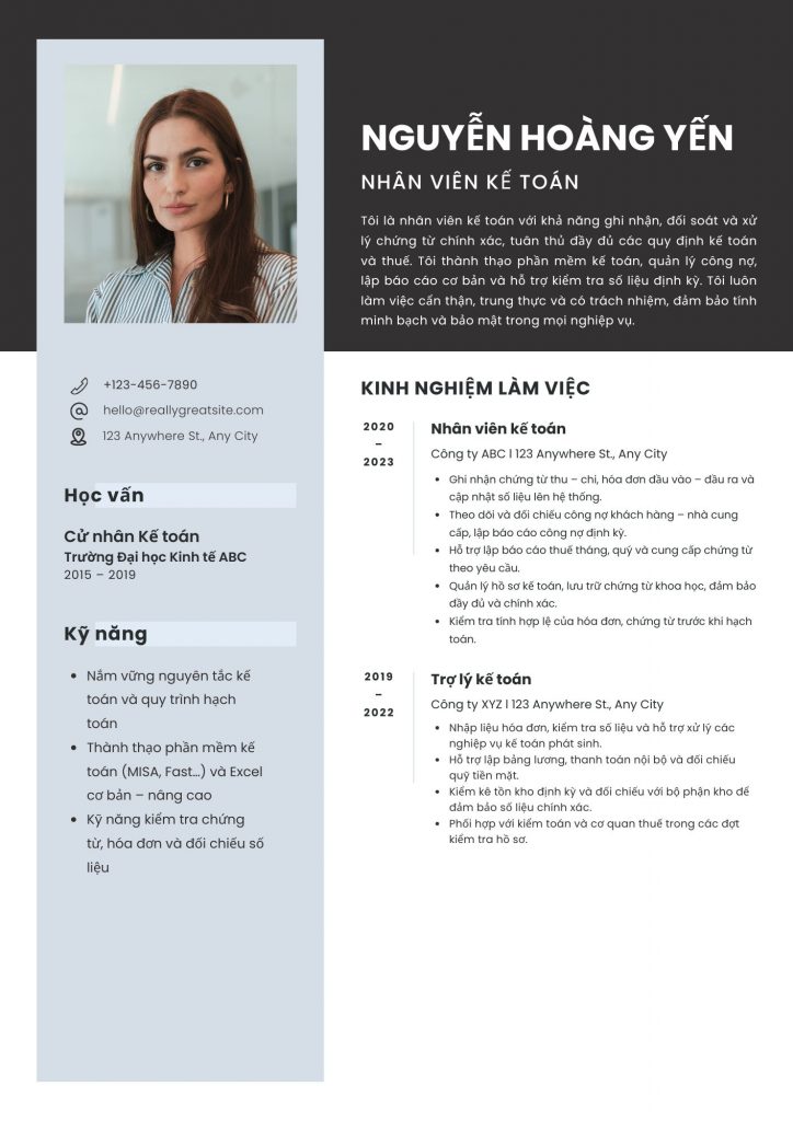 mẫu CV kế toán chuyên nghiệp