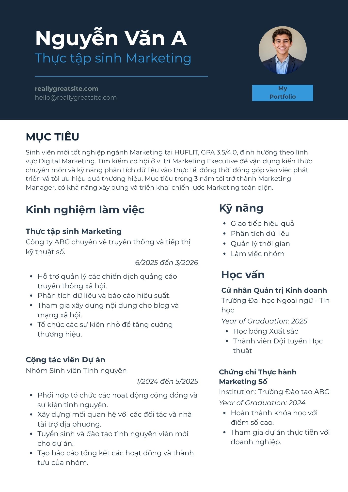 CV xin việc cho sinh viên